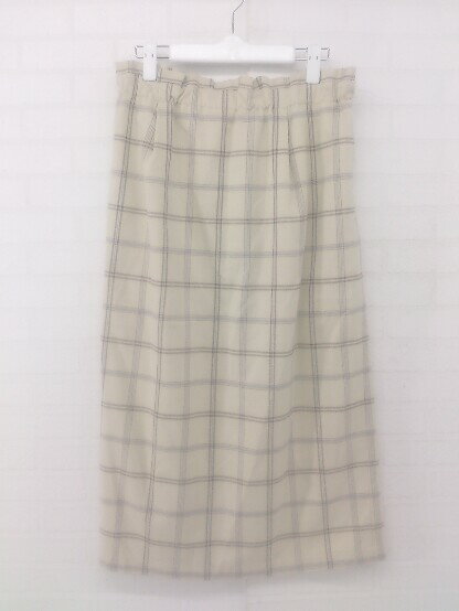 ◇ LEPSIM レプシィム チェック バックスリット ロング タイト スカート サイズF ベージュ系 グレー系 マルチ レディース E 【中古】(4)
