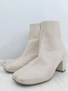 ◇ AZUL BY MOUSSY アズールバイマウジー スクエアトゥ サイドジップ ショート ブーツ サイズM ベージュ系 レディース E 【中古】