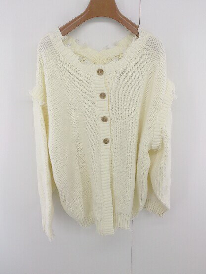 ◇ RETRO GIRL 2WAY ダメージ加工 オーバーサイズ 長袖 ニット カーディガン サイズ F アイボリー レディース E 【中古】