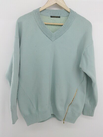 ◇ BARNYARDSTORM Vネック サイドジップ 長袖 ニット プルオーバー サイズF ミント グリーン系 レディー..