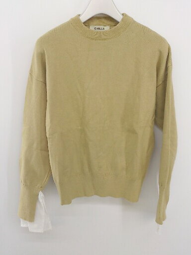 ◇ CHILLE チル 長袖 ニット プルオーバー カットソー サイズF ベージュ系 レディース E 【中古】 ◇ CHILLE チル 長袖 ニット プルオーバー カットソー サイズF ベージュ系 レディース E 【中古】