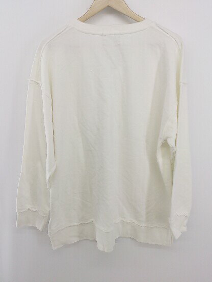 ◇ EMMA CLOTHES エマ クローズ Vネック サイドスリット 長袖 カットソー サイズF ホワイト系 レディース メンズ E 【中古】