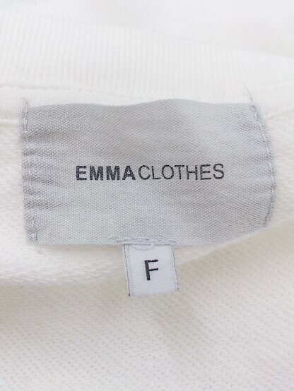 ◇ EMMA CLOTHES エマ クローズ Vネック サイドスリット 長袖 カットソー サイズF ホワイト系 レディース メンズ E 【中古】
