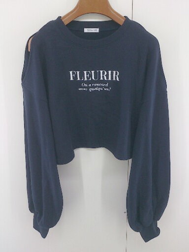◇ OLIVE des OLIVE オリーブ デ オリーブ 肩あき 刺繍 長袖 トレーナー サイズF ネイビー レディース E 【中古】 ◇ OLIVE des OLIVE オリーブ デ オリーブ 肩あき 刺繍 長袖 トレーナー サイズF ネイビー レディース E 【中古】