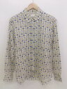 ◇ MACKINTOSH PHILOSOPHY リネン100% 総柄 長袖 シャツ サイズ40 オフホワイト イエロー ネイビー メンズ P 【中古】