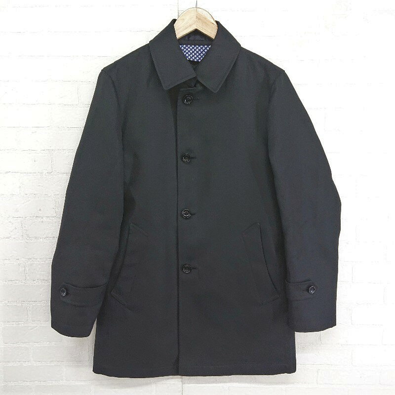 ◇ SUIT SELECT スーツセレクト シャドーストライプ 薄手 長袖 コート サイズS ブラック メンズ E 【中古】