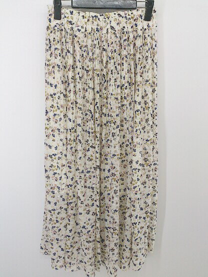 ◇ archives アルシーヴ ラメ入り 花柄 ロング ギャザー スカート ライトベージュ系 マルチ レディース E 【中古】