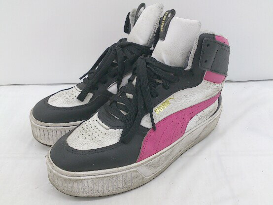 ◇ PUMA KARMEN REBELLE MID 387213-03 厚底 スニーカー シューズ サイズ 24 ホワイト ブラック ピンク レディース E 【中古】