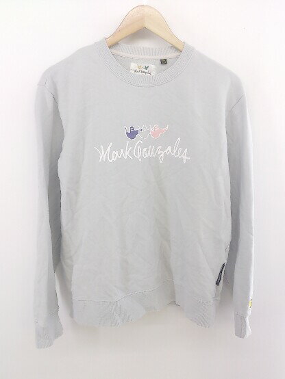 ◇ MARK GONZALES × BASECONTROL コラボ ロゴ 長袖 トレーナー カットソー サイズM サックスブルー系 メンズ P 【中古】