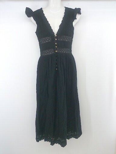 ◇ W DOT ダブルドット デザインレース 半袖 膝下丈 ワンピース サイズM ブラック レディース P 【中古】 ◇ W DOT ダブルドット デザインレース 半袖 膝下丈 ワンピース サイズM ブラック レディース P 【中古】