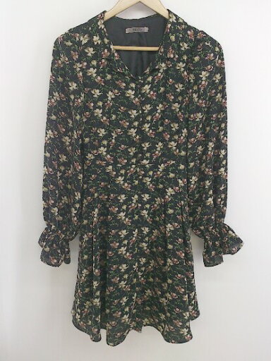 ◇ ◎ one after another NICE CLAUP 花柄 長袖 ミニ ワンピース サイズF ブラック ホワイト系 マルチ レディース P 【中古】 ◇ ◎ one after another NICE CLAUP 花柄 長袖 ミニ ワンピース サイズF ブラック ホワイト系 マルチ レディース P 【中古】