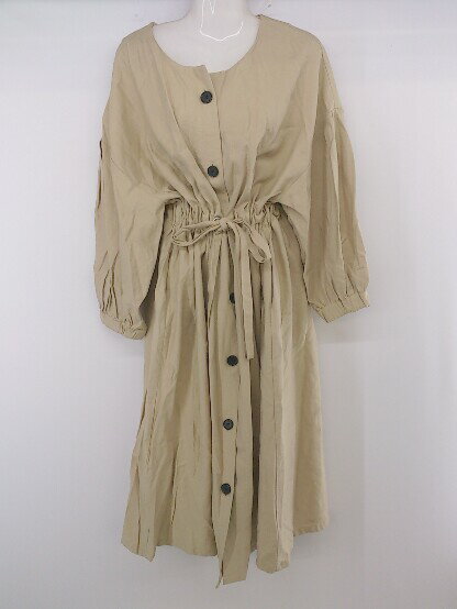 ◇ mystic ミスティック ウエストリボン 長袖 ノーカラー コート サイズF ライトベージュ系 レディース P 【中古】