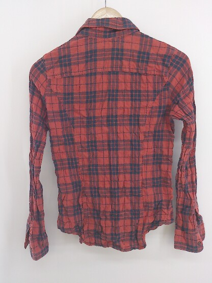 ◇ ◎ L'Appartement アパルトモン ワイヤーカラー チェック 長袖 シャツ レッド ネイビー系 レディース P 【中古】