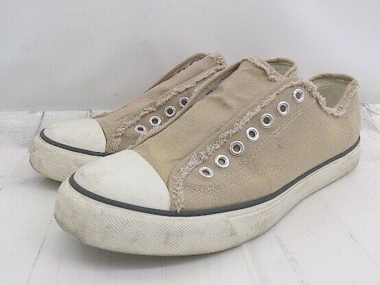 ◇ coen コーエン キャンバス スリッポン スニーカー サイズ S ベージュ メンズ E 【中古】