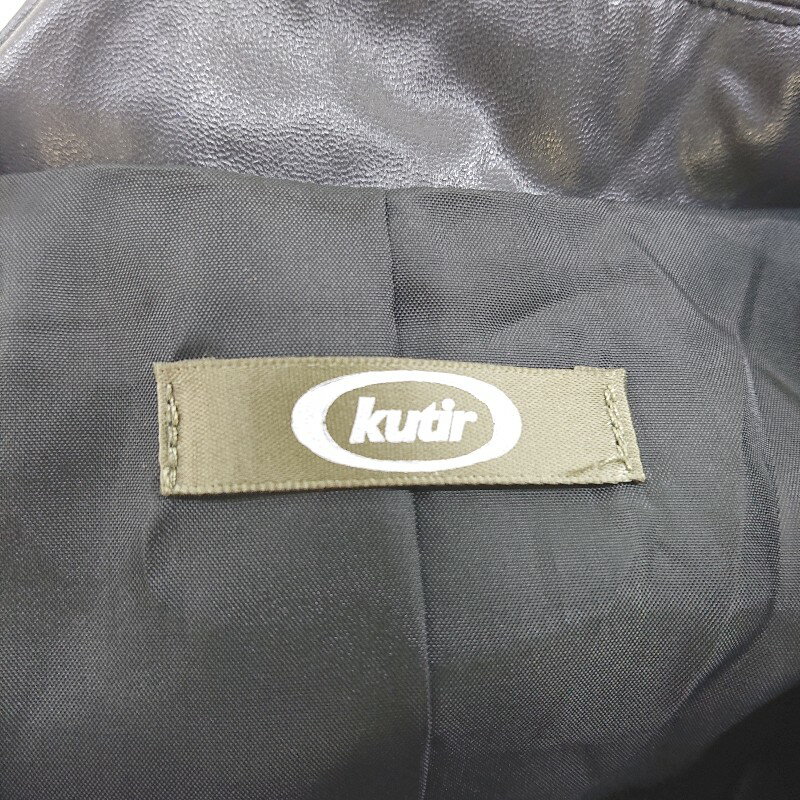 ◇ kutir クティール フェイクレザー 長袖 ジャケット サイズF チャコールグレー系 レディース メンズ E 【中古】
