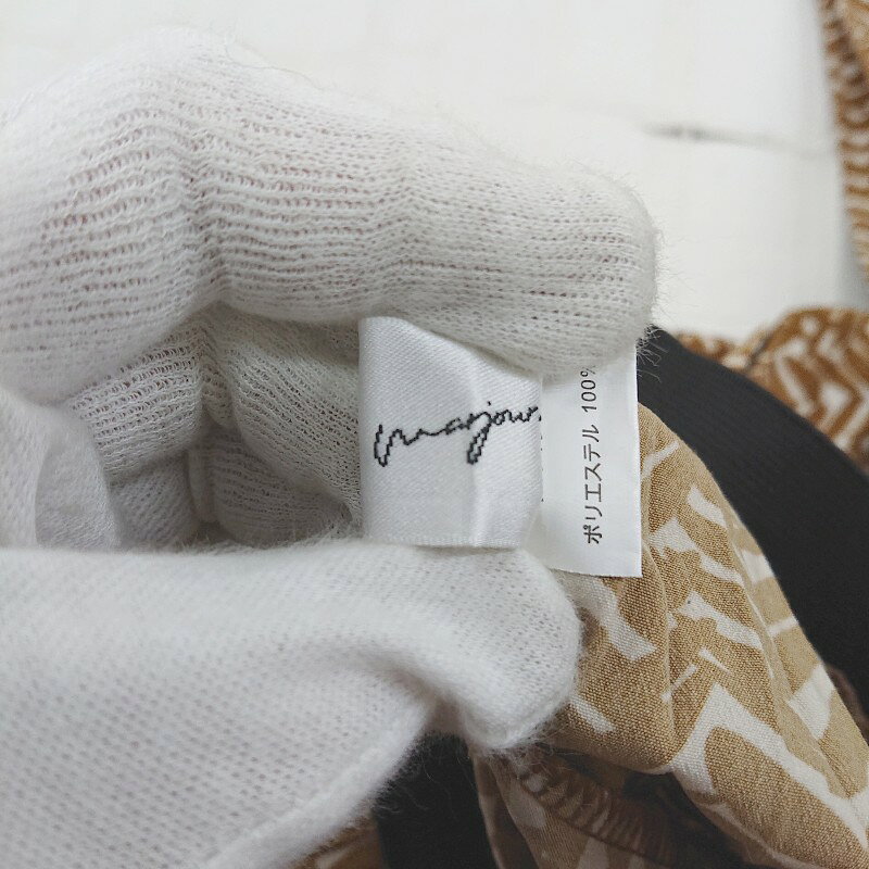 ◇ ノーブランド 総柄 ロング プリーツ スカート キャメル レディース E 【中古】