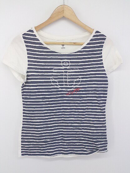 ◇ TOMMY HILFIGER トミーヒルフィガー ボーダー 半袖 Tシャツ カットソー サイズS ネイビー ホワイト系 レディース P 【中古】