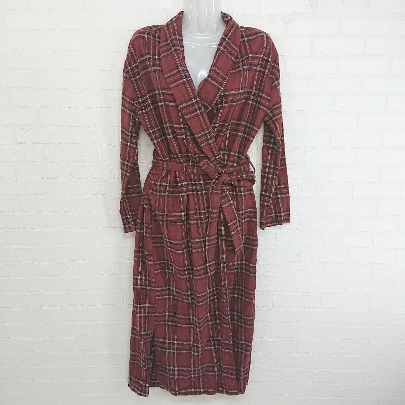 ◇ ◎ merlot メルロー チェック 長袖 ガウン コート ブラウン レディース P 【中古】