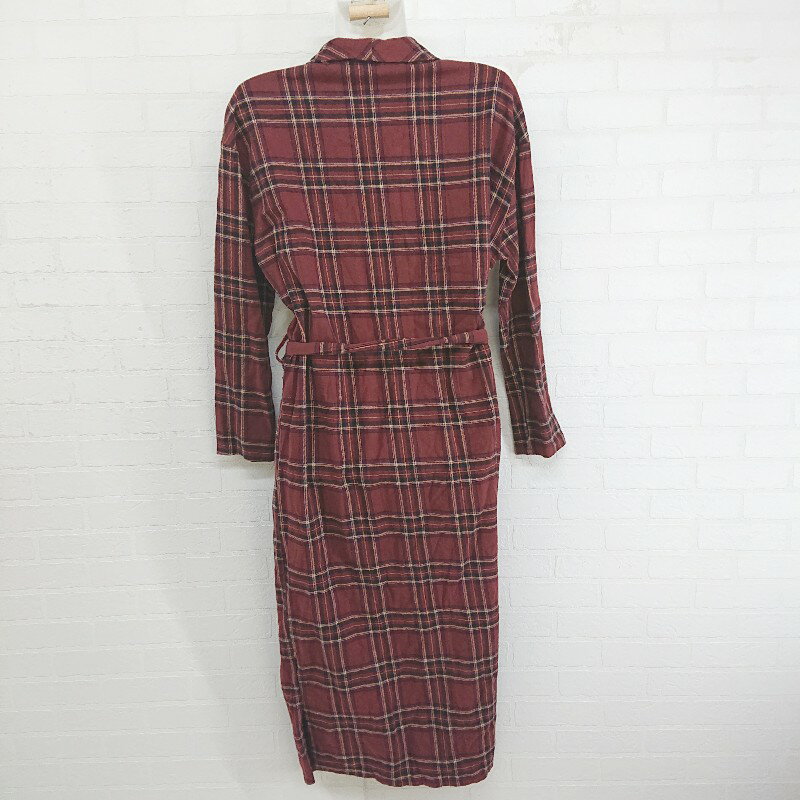 ◇ ◎ merlot メルロー チェック 長袖 ガウン コート ブラウン レディース P 【中古】