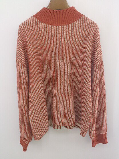 ◇ Chaco closet ハイネック ストライプ 長袖 ニット セーター サイズF オレンジ系 マルチ レディース E..