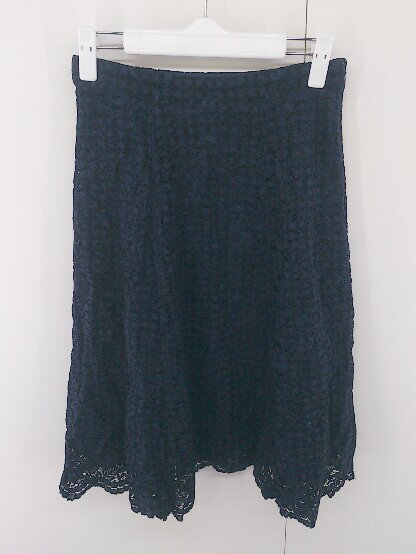 ◇ PROPORTION BODY DRESSING レース 膝下丈 フレア スカート サイズ3 ネイビー レディース E 【中古】