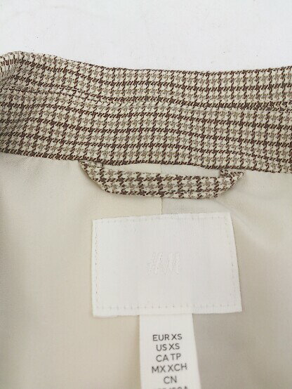 ◇ ◎ H&M チェック 2B オーバーサイズ 長袖 ジャケット サイズEUR XP US XS ベージュ ブラウン系 レディース E 【中古】