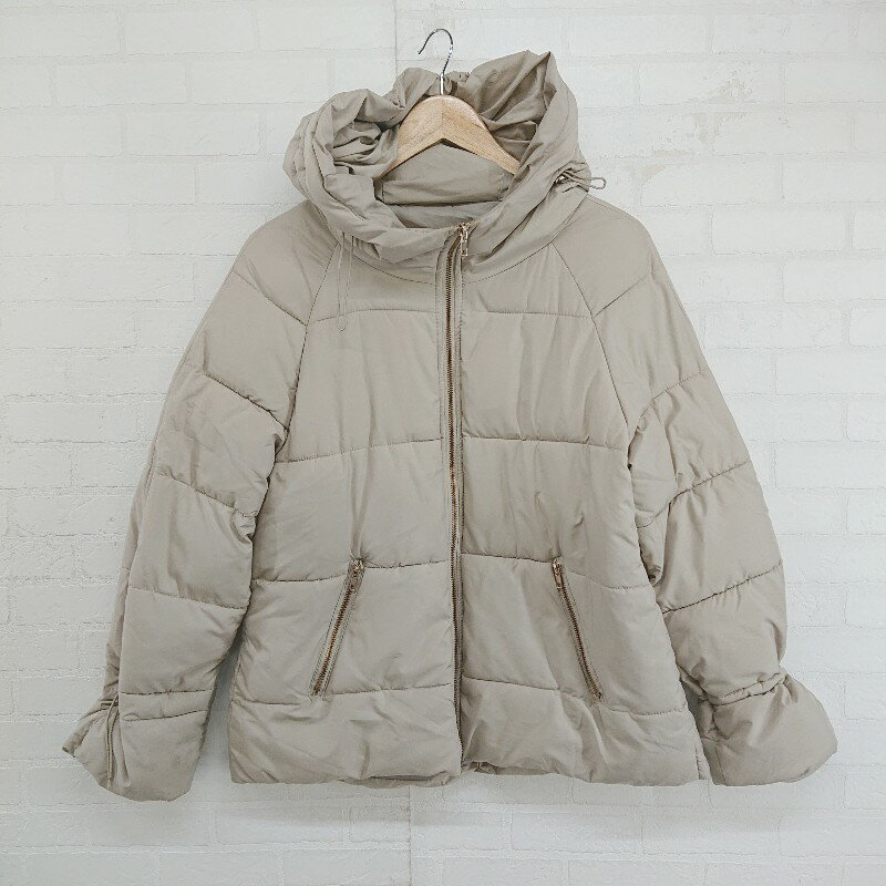 ◇ ノーブランド 長袖 中綿 ジップアップ ジャケット サイズL ベージュ レディース E 【中古】