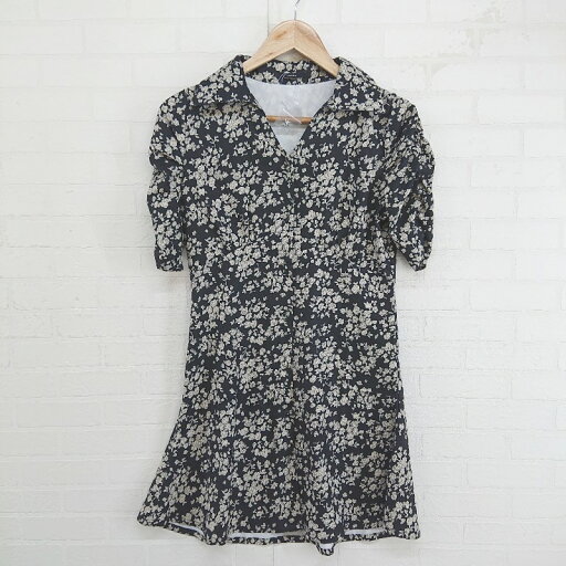 ◇ ◎ EMODA エモダ 花柄 フラワー 半袖 ミニ ワンピース サイズF ブラック アイボリー レディース E 【中古】 ◇ ◎ EMODA エモダ 花柄 フラワー 半袖 ミニ ワンピース サイズF ブラック アイボリー レディース E 【中古】