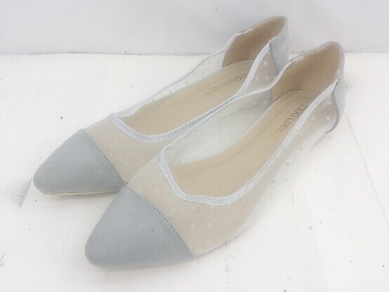 ◇ LibertyDoll リバティードール メッシュ ドット 水玉 ポインテッドトゥ パンプス サイズLLL グレー系 レディース E 【中古】