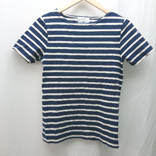 ◇ ikka Le minor イッカ ルミノア ボーダー柄 カジュアル マリン 半袖 Tシャツ カットソー サイズM ネイビー レディース E 【中古】