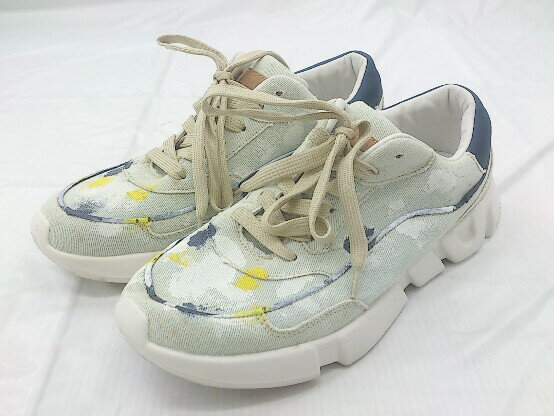 ◇ BOBSON ボブソン ペイント柄 スニーカー シューズ サイズ 26 ライトカーキ系 ネイビー レディース メンズ P 【中古】