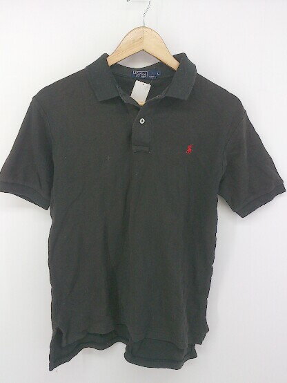 ◇ Polo by Ralph Lauren ポロ バイ ラルフローレン 鹿の子 半袖 ポロシャツ サイズ L ブラック メンズ E 【中古】