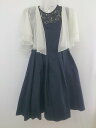 ◇ ◎ EMOTIONALL DRESSES レース パーティ ワンピース ボレロ アンサンブル サイズ38 ネイビー アイボリー レディース P 【中古】