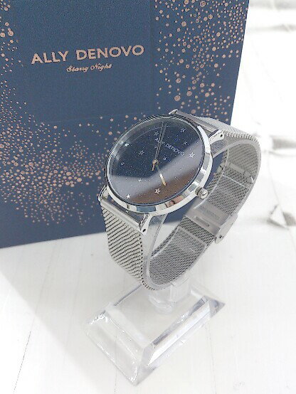 ◇ ◎ ALLY DENOVO starrry night 動作未確認。 5ATM クォーツ式 3針 アナログ 腕時計 シルバー レディース P 【中古】