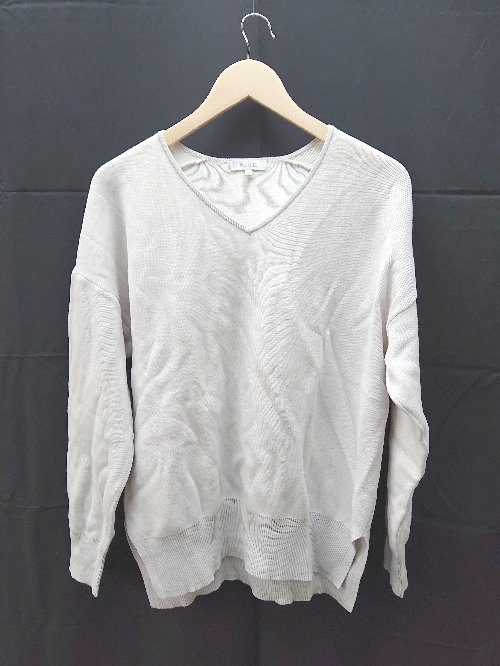 ◇ PLST プラステ Vネック 無地 長袖 ニット サイズM グレー レディース E 【中古】