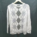 ◇ JEANASIS ジーナシス クルーネック ケーブル 起毛 アーガイル柄 長袖 ニット サイズF グレー系 レディース E 【中古】