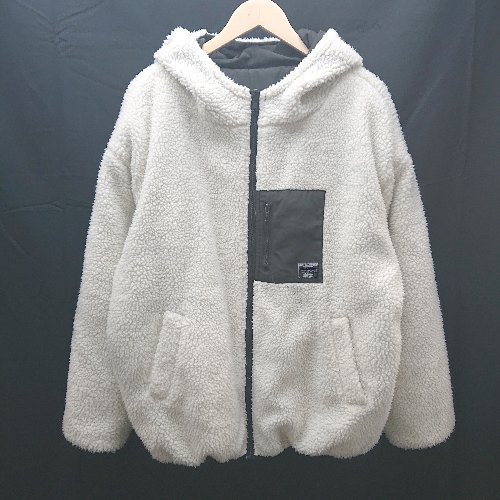 ◇ RAGOUT リバーシブルブルゾン ボア ナイロン 文字プリント ストリート 長袖 ジャケット サイズLL ホワイト メンズ E 【中古】のサムネイル