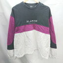 ◇ XLARGE クルーネック ロゴ刺繍 ビッグシルエット スウェット ストリート 長袖 トレーナー サイズM ブラック メンズ E 【中古】