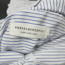 ◇ ORDINARY PEOPLE ストライプ フード ソウル発 カジュアル 長袖 シャツ ウーブン Lサイズ ホワイト ブルー メンズ E 【中古】