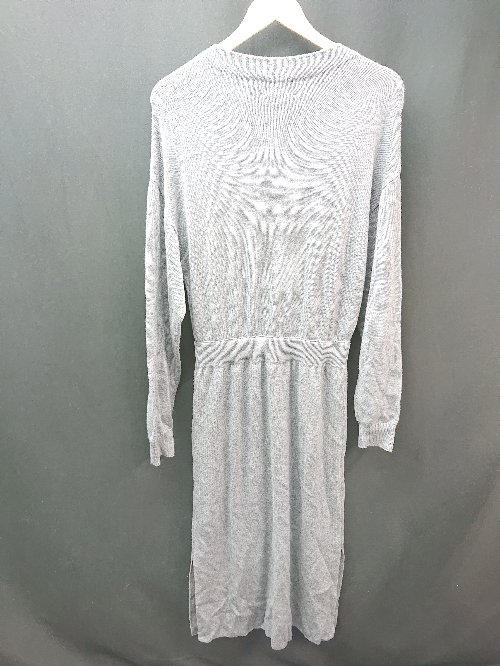 ◇ CAST: キャスト： ニット ウエストゴム クルーネック ストレッチ 長袖 ロング ワンピース サイズL グレー レディース E 【中古】