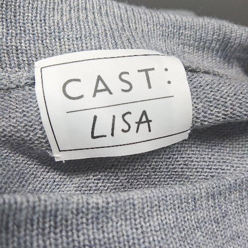 ◇ CAST: キャスト： ニット ウエストゴム クルーネック ストレッチ 長袖 ロング ワンピース サイズL グレー レディース E 【中古】