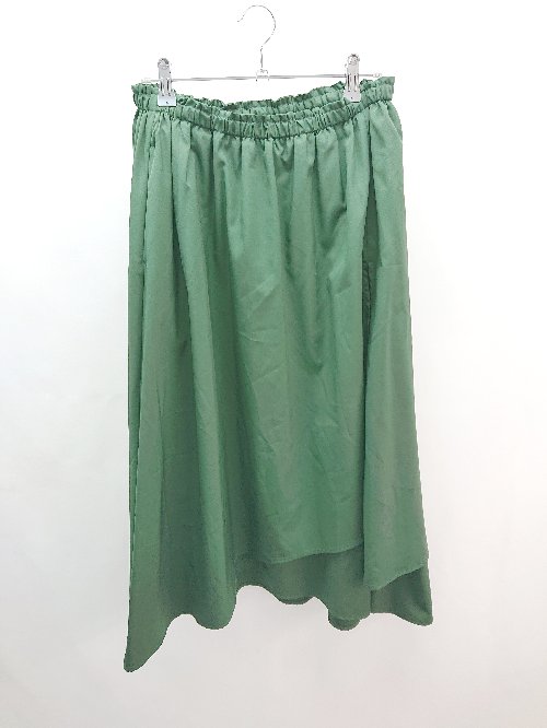 ◇ nota della mano sinistra ウエストゴム 切り返し 腰ひも調節 ひざ丈 フレア スカート 表記なし グリ..