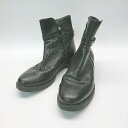 ■ neue diffusion ベルト調節 サイドジップ シンプル オシャレ ショート丈 ブーツ サイズ4.5 ブラック系 レディース E 【中古】