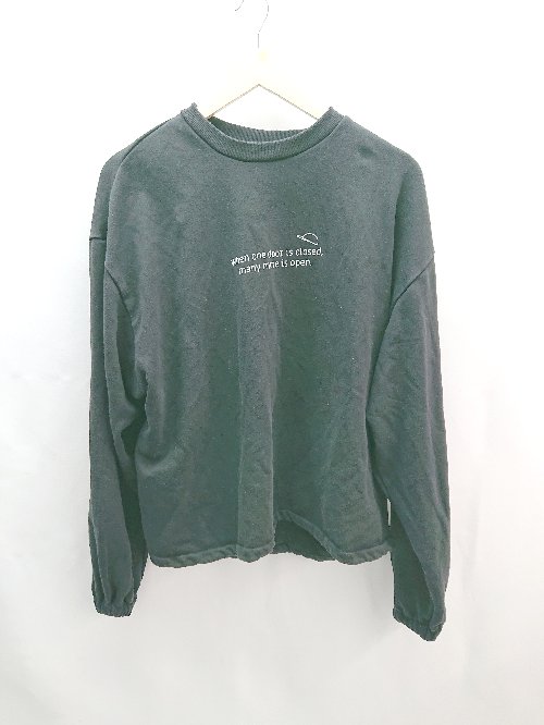 ◇ HALHAM ハルハム クルーネック バックプリント 裏起毛 シンプル 長袖 トレーナー サイズM ブラック系..