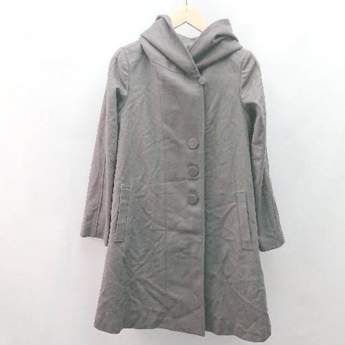 ◇ RUIRUE BOUTIQUE メルトン生地 通勤通学 カジュアルフォーマル 綺麗め 長袖 フーデッドコート サイズS グレージュ系 レディース E 【中古】