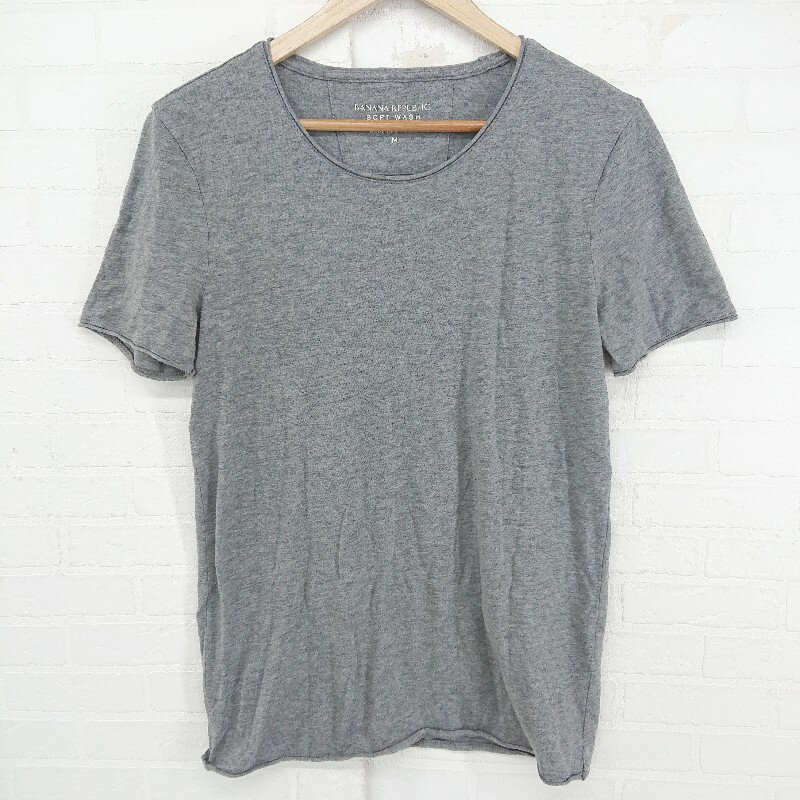 ◇ BANANA REPUBLIC バナナリパブリック SOFT WASH ロールネック 半袖 Tシャツ カットソー サイズM グレー系 メンズ E 【中古】