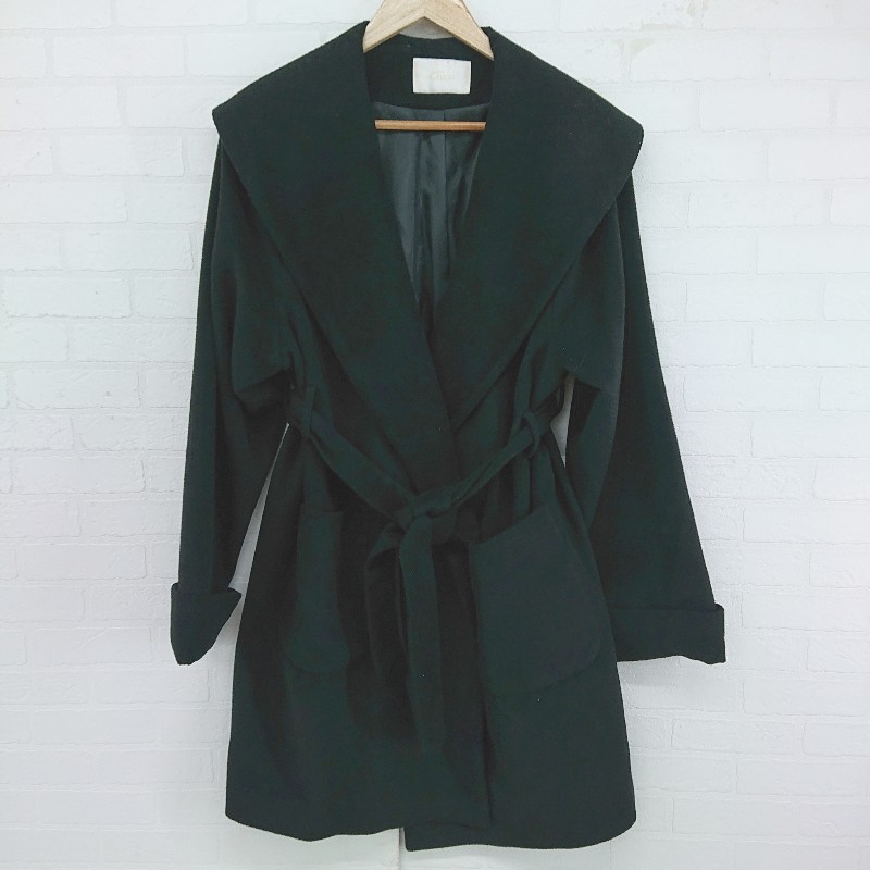 ◇ ◎ who s who Chico ショールカラー ロールアップ 長袖 コート ブラック レディース E 