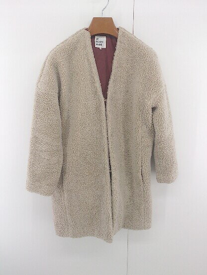 ◇ Jf Ready Made フロントホック かわいい 長袖 ボア コート サイズF ベージュ系 レディース E 【中古】