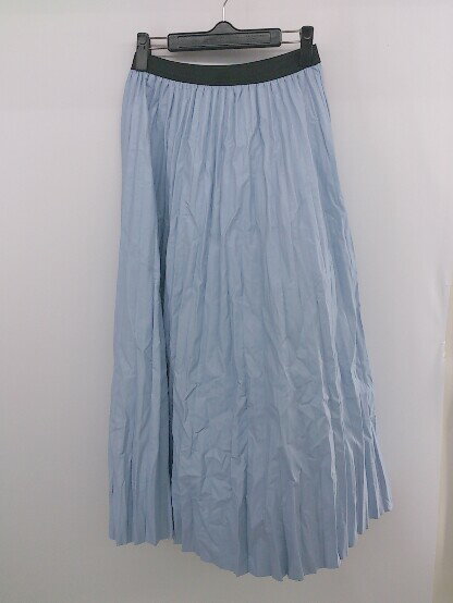 ◇ SWITCH BY ARCH フェイクレザー 大人かわいい ロング プリーツ スカート サイズF ブルー レディース E 【中古】