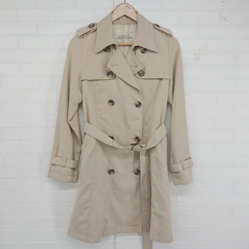 ◇ ◎ one after another NICE CLAUP 通勤 通学 定番 長袖 トレンチ コート サイズM ベージュ レディース E 【中古】